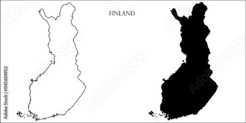 Finland Blank Map, Finland Map Outline Vector Images