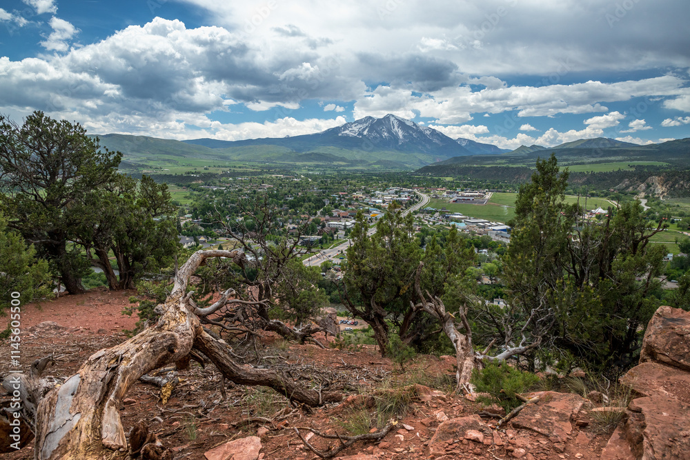 Scenic view of Colorado's Mt Sopris and valley