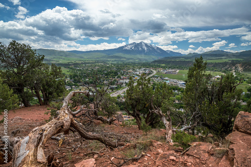 Scenic view of Colorado's Mt Sopris and valley photo