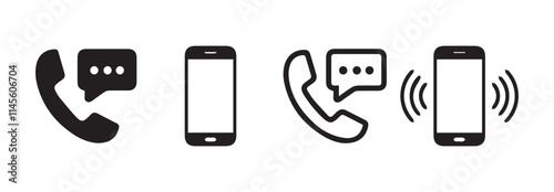 Phone call icon.Ringing phone simple icon set. Smartphone ringing. Name, phone, mobile, place, location, mail, website and message card sign. vector illustration eps 10