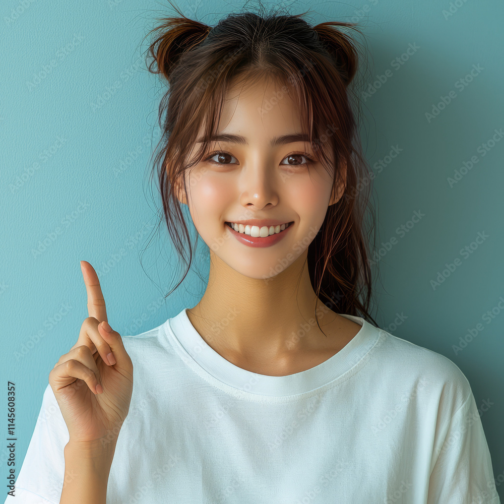 studio portrait of korean woman in her twenty, wear white T shirt studio portrait of korean woman in her twenty, wear white T shirt