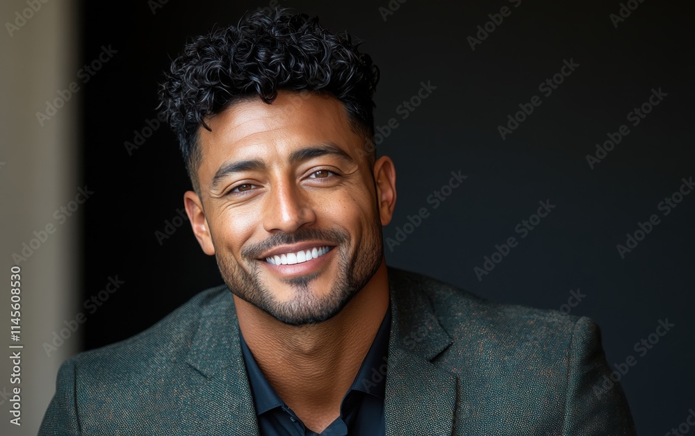 Confident businessman with a suit and a smile in a studio background, He looking at the camera Confident businessman with a suit and a smile in a studio background, He looking at the camera
