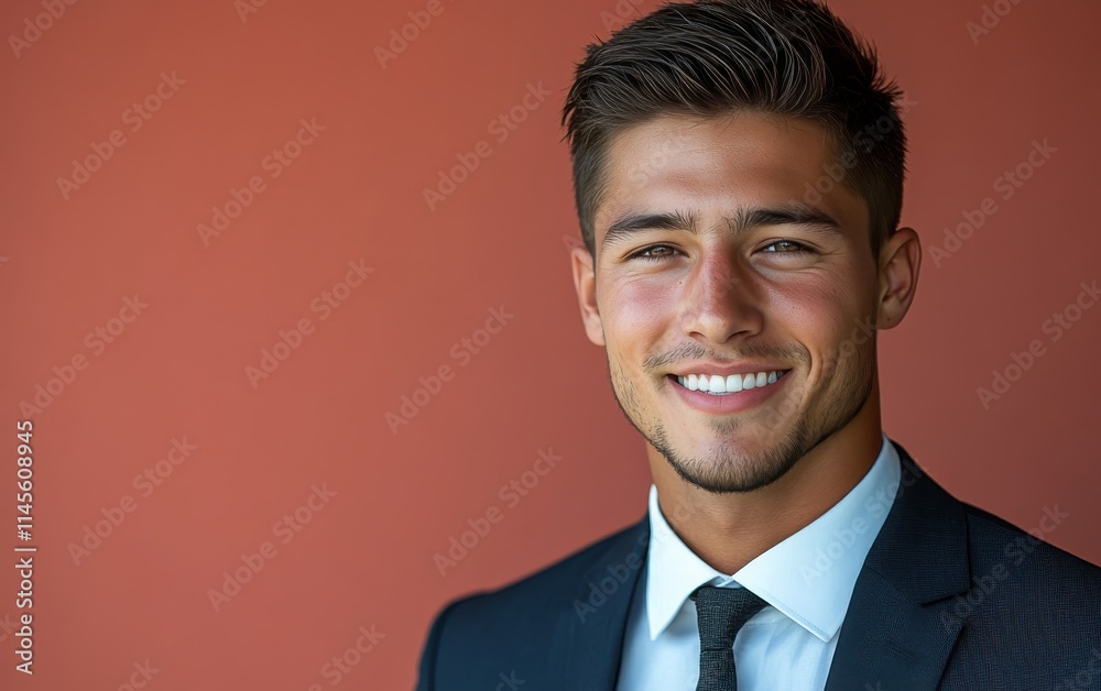 Confident businessman with a suit and a smile in a studio background, He looking at the camera Confident businessman with a suit and a smile in a studio background, He looking at the camera