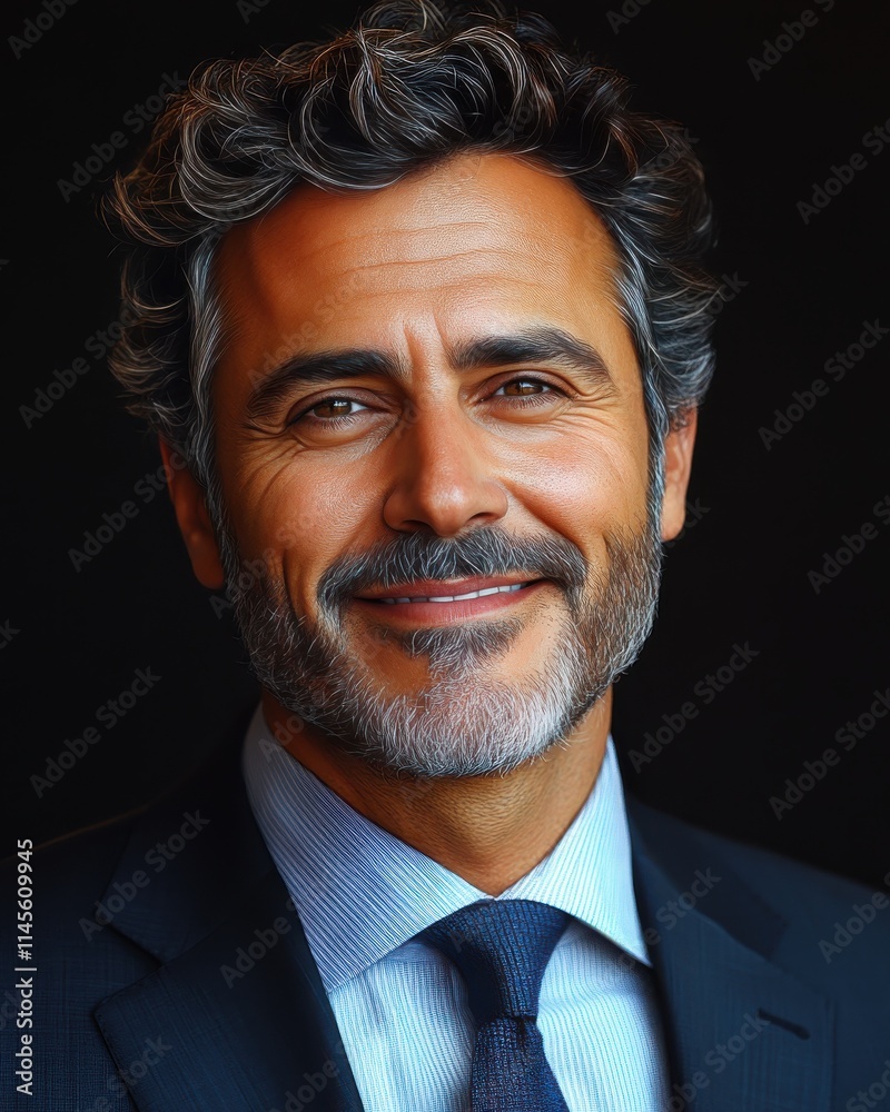 Confident businessman with a suit and a smile in a studio background, He looking at the camera Confident businessman with a suit and a smile in a studio background, He looking at the camera