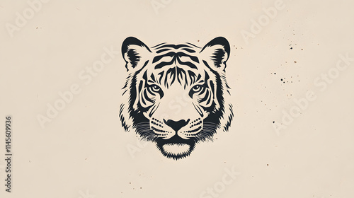 Vector logo of a tiger face, graphic design with minimalist style, capturing the power, elegance, and fierceness of the tiger, ideal for modern branding, sports teams, and wildlife conservation initia photo