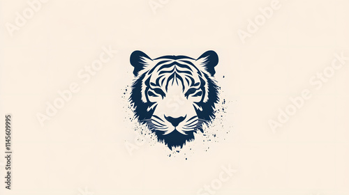 Vector logo of a tiger face, graphic design with minimalist style, capturing the power, elegance, and fierceness of the tiger, ideal for modern branding, sports teams, and wildlife conservation initia photo