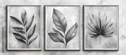 white leaves Frame wall art set of three