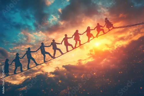 A business team collaborating to ascend a growing income chart, showing teamwork and cooperation as key factors for achieving business success and income growth.