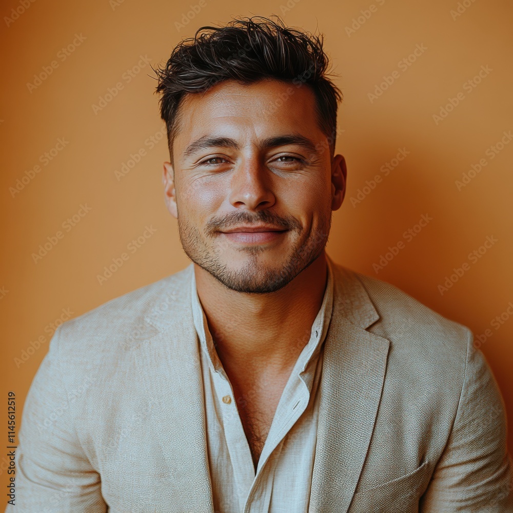 Fototapeta premium Confident businessman with a suit and a smile in a studio background, He looking at the camera