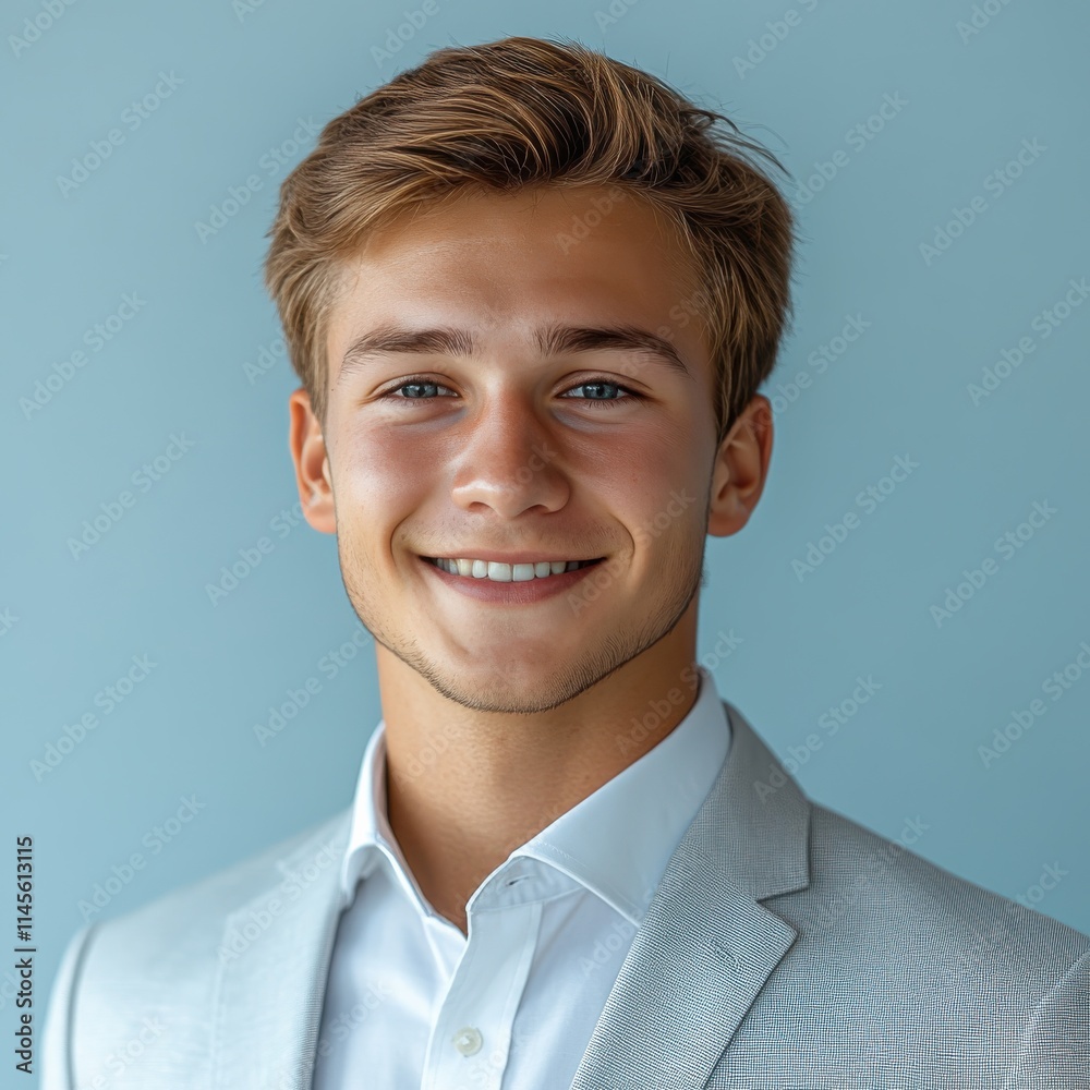 Confident businessman with a suit and a smile in a studio background, He looking at the camera Confident businessman with a suit and a smile in a studio background, He looking at the camera