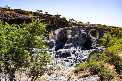 Portuguese bridge at the river Gur in the Ethiopian mountains near Debre Libanos photo