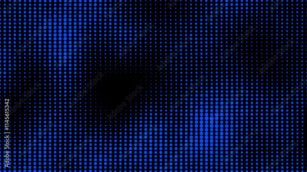 Abstract blue halftone dots motion background. Abstract colorful polka dot pattern animation background. Moving sphere dots seamless loop