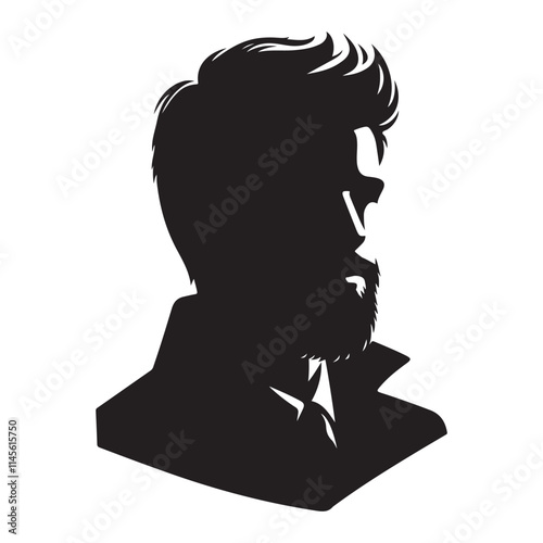 Stylish Bearded Man Silhouette Profile Vector Graphic