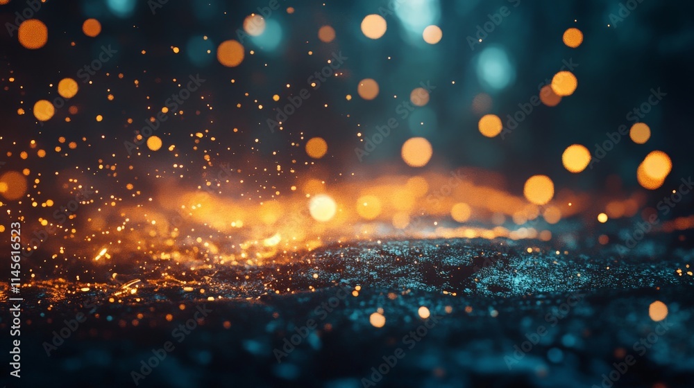 Naklejka premium Abstract bokeh lights with glowing sparks.