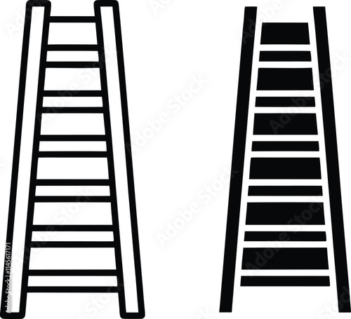 Simple Ladder Icons Outline and Solid, Climbing, Ascent, Steps