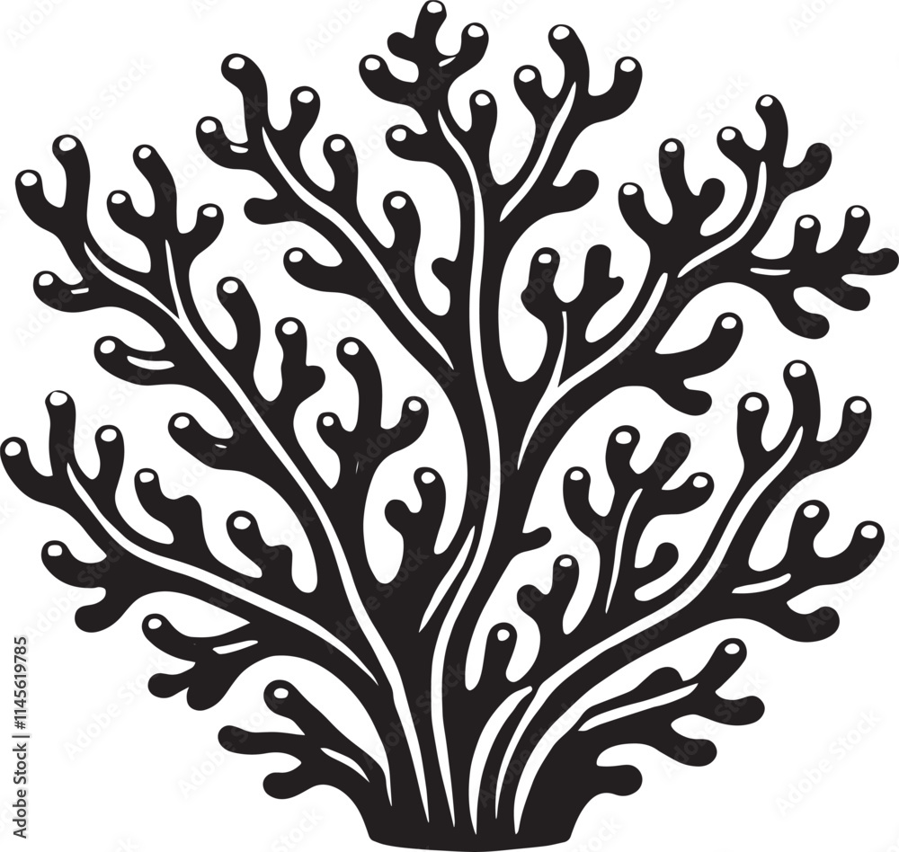 Obraz premium Underwater Sea coral silhouette vector illustration isolated on a white background