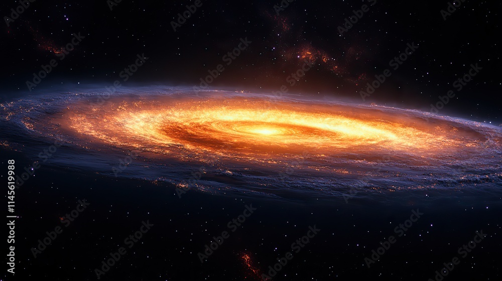 Fototapeta premium A black hole bends space and stars, a dark background for adventure and exploration, a wallpaper design depicting time travel and the mysteries of the universe.