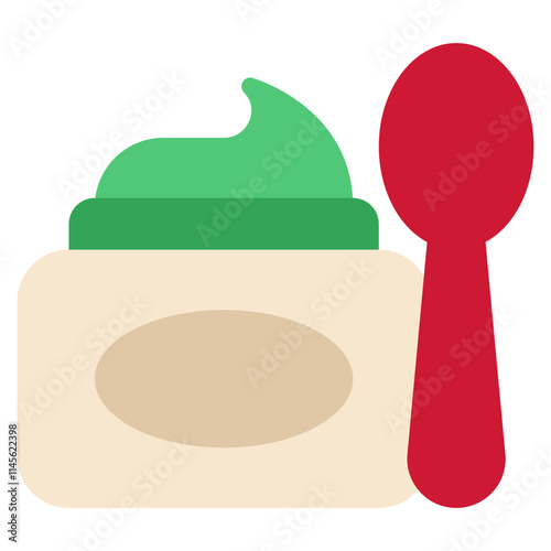 Creamy Green Dessert with Spoon