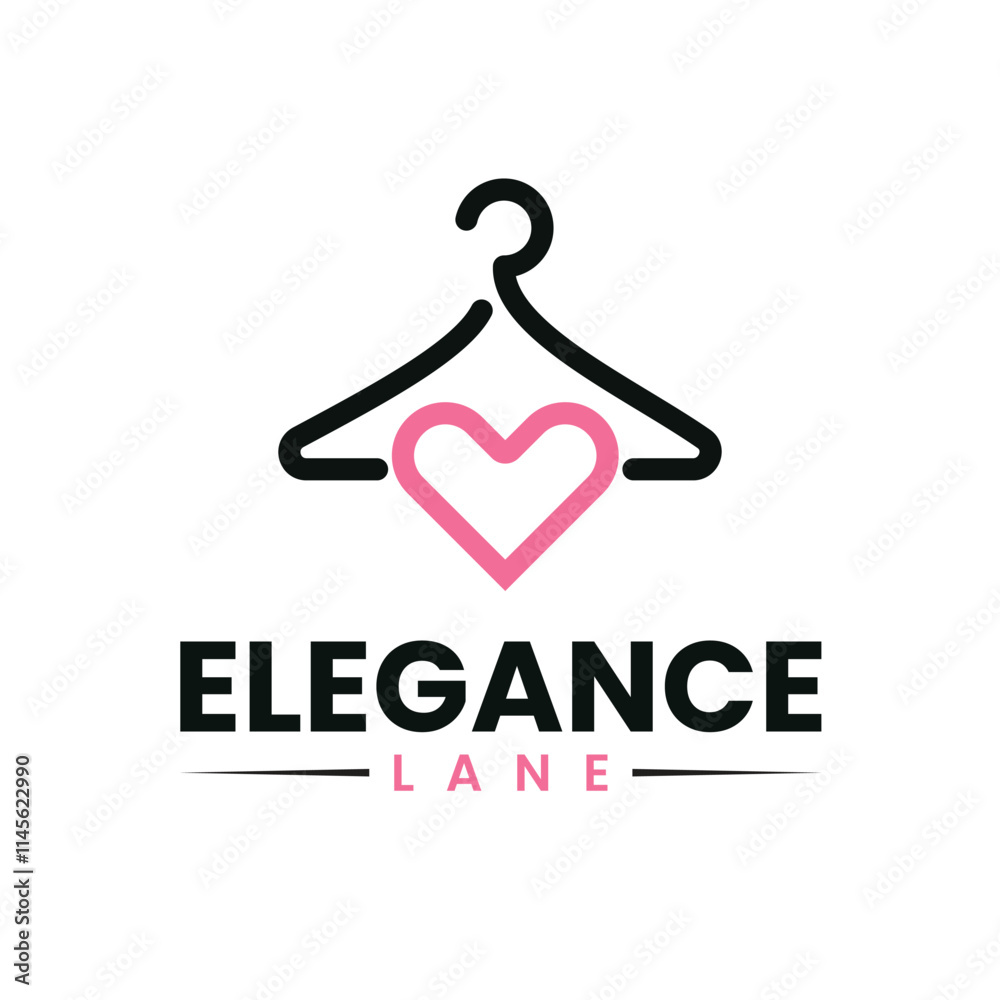 Hanger Forming Heart Shape in Black and Pink Logo Design Hanger Forming Heart Shape in Black and Pink Logo Design
