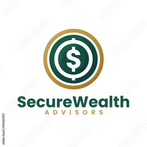 Dollar Sign in Circular Shield in Green and Gold Logo Design