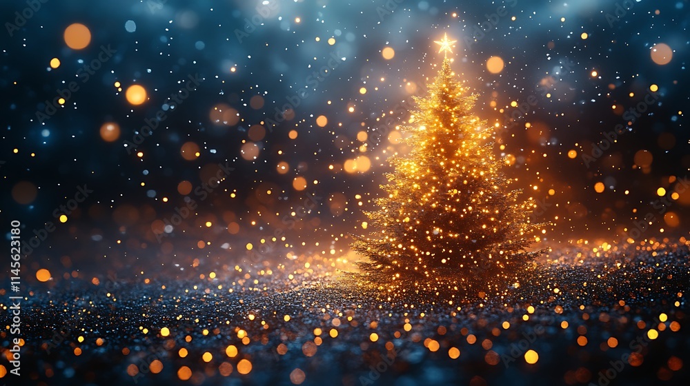 Fototapeta premium Glowing tree winter forest christmas snow scene high resolution hd picture