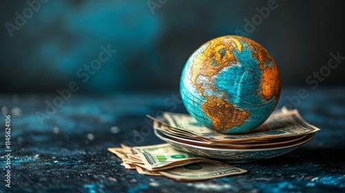Scale with wealth and cash money on a plate and people, world, environment on the other; balancing business profits and human rights