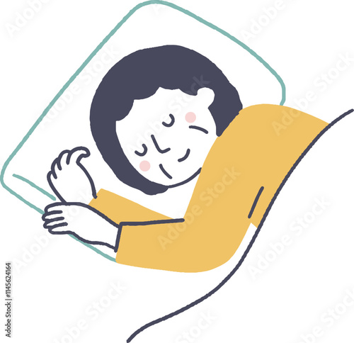 眠っているシニア女性