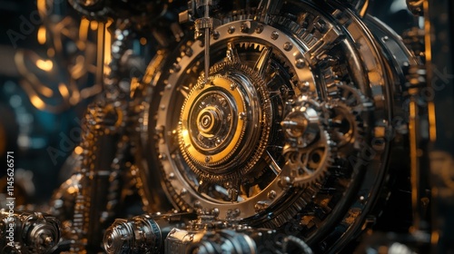 Wallpaper Mural A Steampunk Time Machine with Rotating Gears, Glowing Tubes, and a Victorian Design  Torontodigital.ca