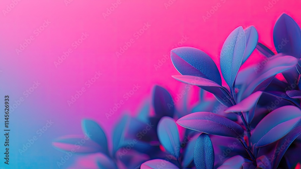 Obraz premium Micro foliage idea. Vibrant foliage against a colorful gradient background showcasing natural beauty.