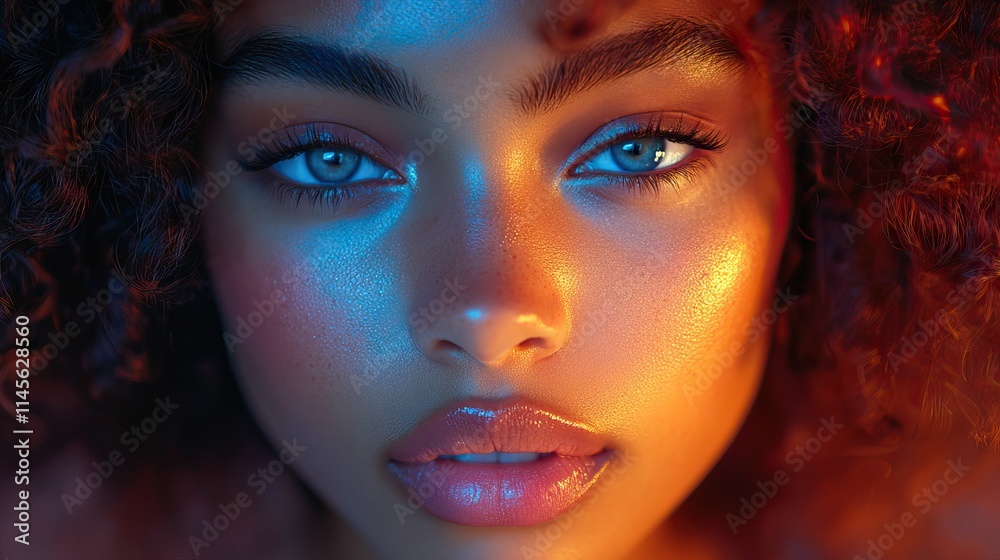 A close-up portrait of a girl with makeup showcases the aesthetic and confidence achieved through cosmetics and skincare. A close-up portrait of a girl with makeup showcases the aesthetic and confidence achieved through cosmetics and skincare.