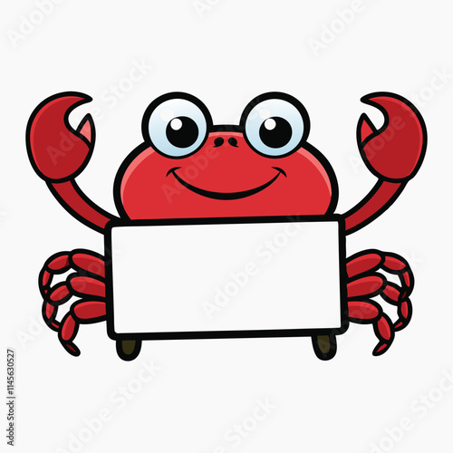 Cute crabs holding blank sign board, Vector Cute Mascot Crabs, Adorable Cartoon Crab Characters Isolated vector illustration