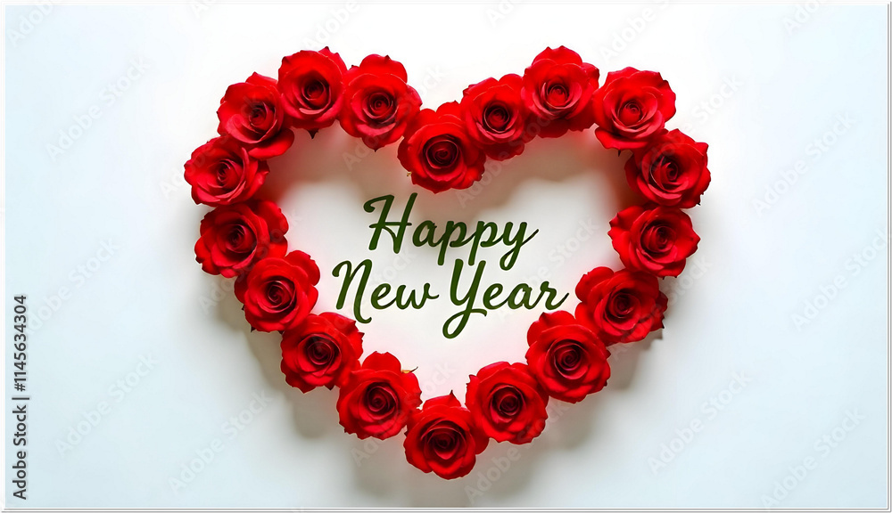 A love drawn with flowers has Happy New Year written inside it
A love drawn with flowers has Happy New Year written inside it