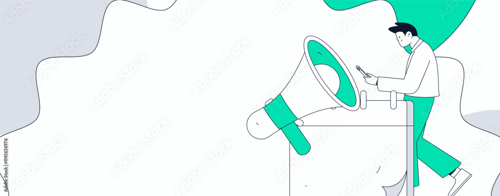 Naklejka premium Notification announcement vector creative flat hand drawn illustration 