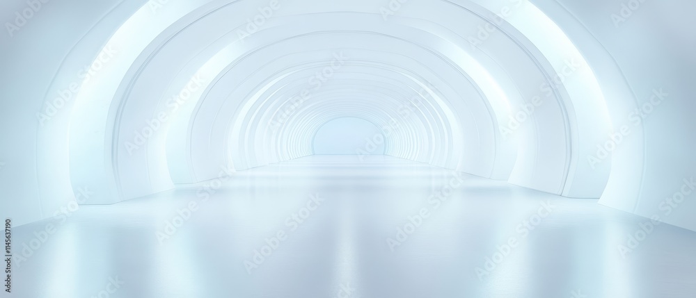 A large, empty, white room with a curved ceiling A large, empty, white room with a curved ceiling