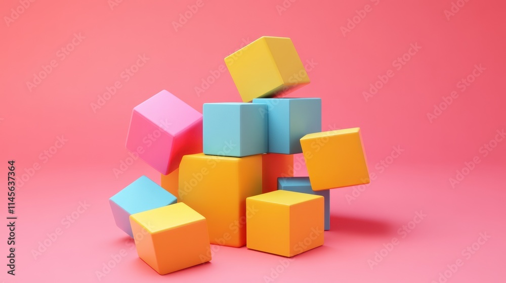 Obraz premium Colorful 3D Cubes Abstract Composition