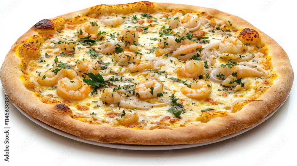 Delicious shrimp pizza italian restaurant food photography gourmet close-up tasty treats