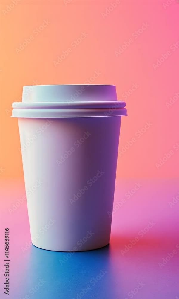 Single White Disposable Coffee Cup on a Gradient Background Single White Disposable Coffee Cup on a Gradient Background