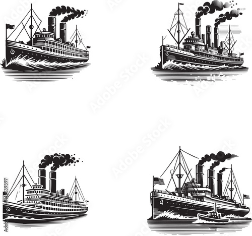 Vintage Steamship Silhouettes Collection
