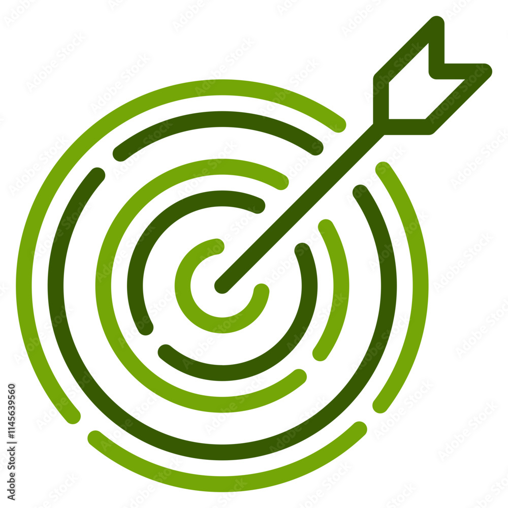 Target and Arrow Symbol in Green Color Target and Arrow Symbol in Green Color
