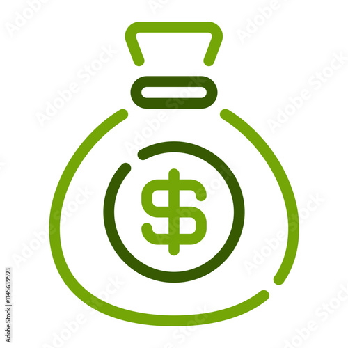 Stylized Money Bag Icon in Green