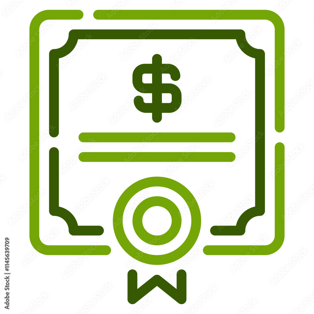 Financial Certificate Icon for Visual Representation Financial Certificate Icon for Visual Representation