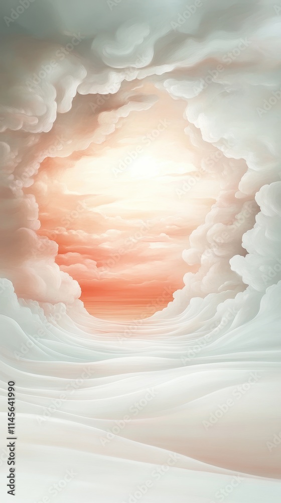 A painting of a sky with clouds and a sun A painting of a sky with clouds and a sun