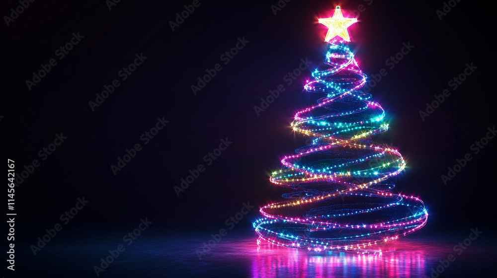 Neon-colored glowing Christmas tree Neon-colored glowing Christmas tree