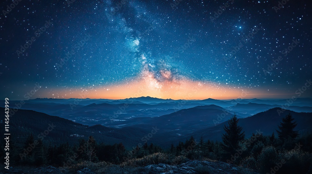 A landscape with a night sky filled with stars represents astrology, astronomy, and the cosmos, offering a glimpse into the vastness of the universe and the beauty of stargazing. A landscape with a night sky filled with stars represents astrology, astronomy, and the cosmos, offering a glimpse into the vastness of the universe and the beauty of stargazing.