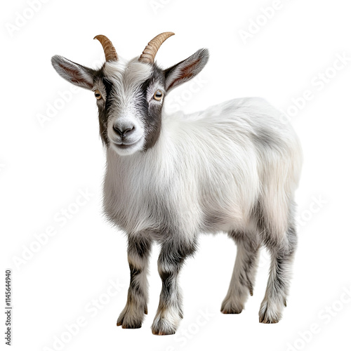 Angled view full body shot of an extremely perfect looking single Alusky animal isolated on a white transparent background