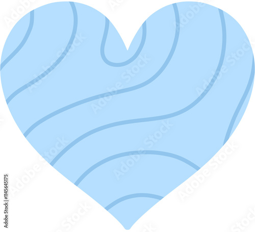 Pastel blue heart shaped with white swirl line