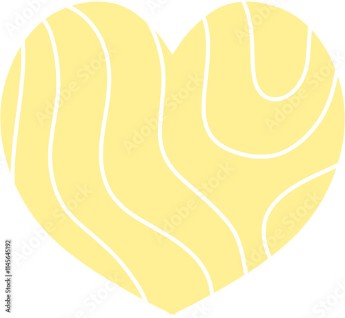 Pastel yellow heart shaped with white swirl line
