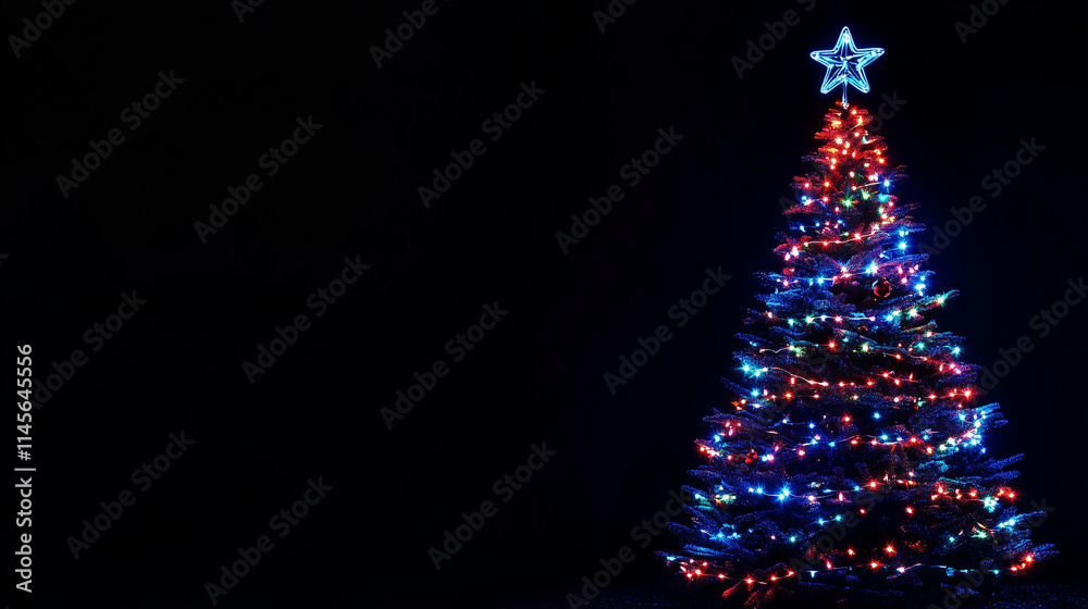 Neon-colored glowing Christmas tree Neon-colored glowing Christmas tree