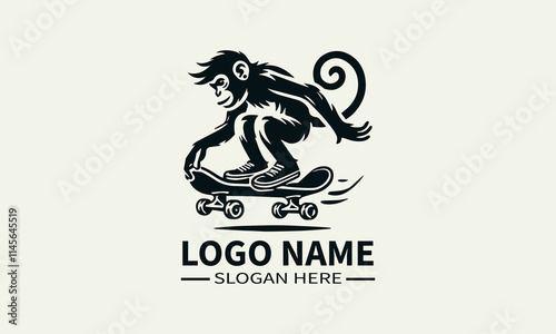 Freestyle Monkey Skateboard Logo Design, Skateboarding Monkey Logo, Urban Animal Logo, Cool Monkey Logo, Extreme Sports Logo