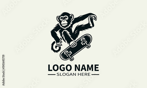 Freestyle Monkey Skateboard Logo Design, Skateboarding Monkey Logo, Urban Animal Logo, Cool Monkey Logo, Extreme Sports Logo